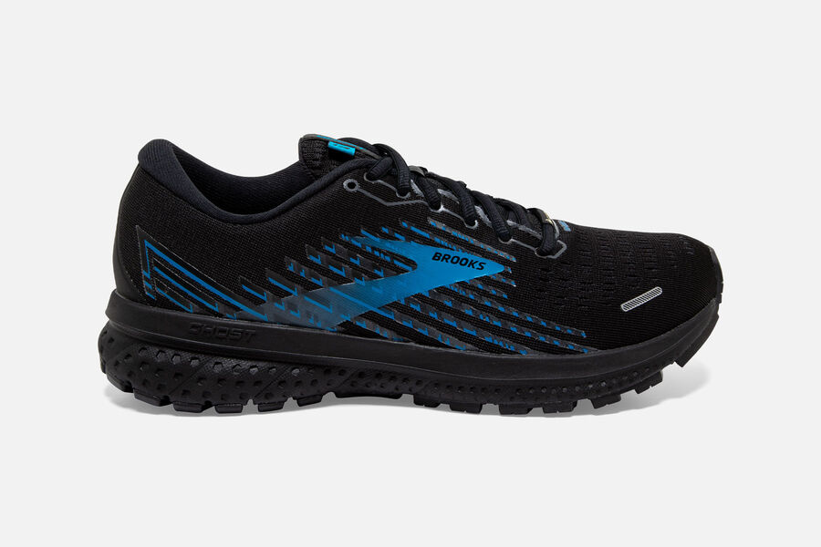 Brooks Ghost 13 GTX Mens Australia - Road Running Shoes - Black/Grey/Blue (018-MTUFK)